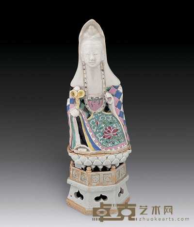 清雍正 粉彩观音 长18cm